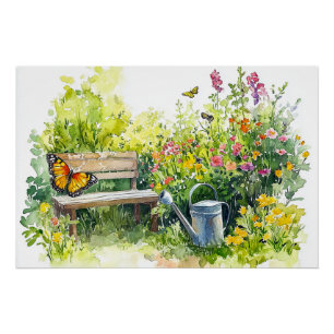 Zomertuin met vlinders perfect poster