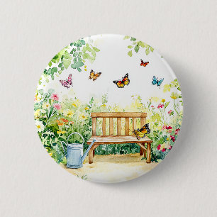 Zomertuin met vlinders ronde button 5,7 cm