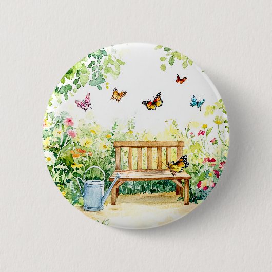 Zomertuin met vlinders ronde button 5,7 cm (Voorkant)