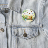Zomertuin met vlinders ronde button 5,7 cm (In situ)