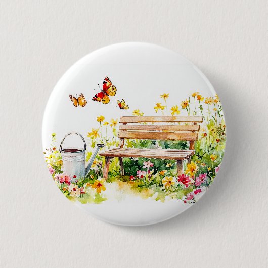 Zomertuin met vlinders ronde button 5,7 cm (Voorkant)