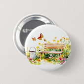 Zomertuin met vlinders ronde button 5,7 cm (Voorkant /achterkant)