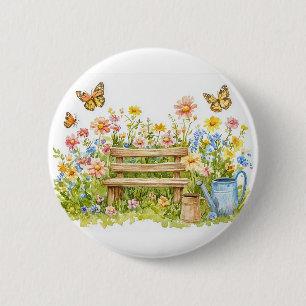 Zomertuin met vlinders ronde button 5,7 cm
