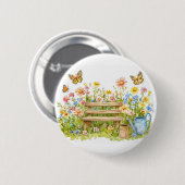 Zomertuin met vlinders ronde button 5,7 cm (Voorkant /achterkant)