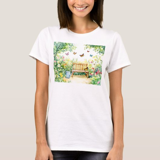 Zomertuin met vlinders t-shirt (Voorkant)