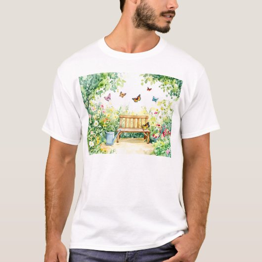 Zomertuin met vlinders t-shirt (Voorkant)