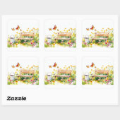 Zomertuin met vlinders vierkante sticker (Vel)