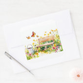Zomertuin met vlinders vierkante sticker (Envelop)