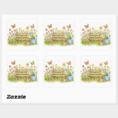 Zomertuin met vlinders vierkante sticker (Vel)