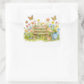 Zomertuin met vlinders vierkante sticker (Tas)