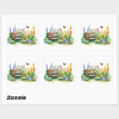 Zomertuin met vlinders vierkante sticker (Vel)