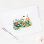 Zomertuin met vlinders vierkante sticker (Envelop)