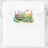 Zomertuin met vlinders vierkante sticker (Tas)