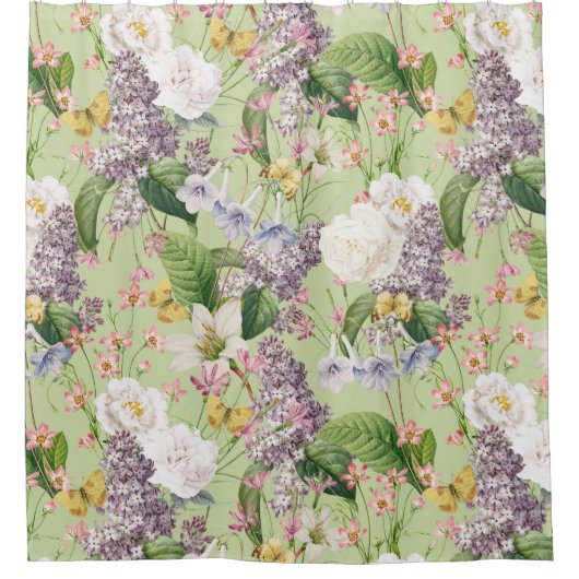 Zomertuin -  Redouté Cottage Flowers Douchegordijn (Voorkant)
