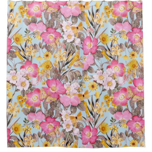 Zomertuin -  Redouté Cottage Rozen 2 Douchegordijn (Voorkant)