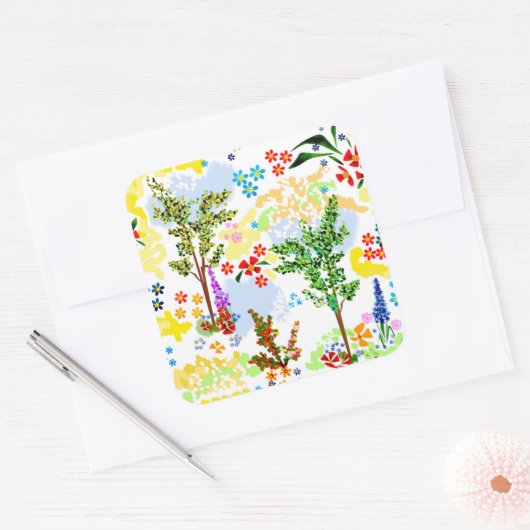 zomertuin vierkante sticker (Envelop)