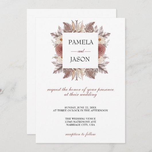 Zomertuin Waterverf Bloemenbruiloft Kaart (Voorkant / Achterkant)