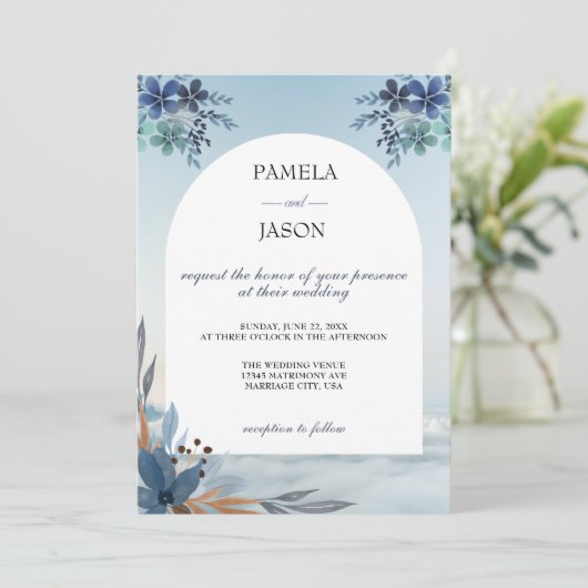 Zomertuin Waterverf Bloemenbruiloft Kaart (Staand voorkant)