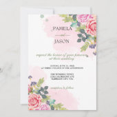 Zomertuin Waterverf Bloemenbruiloft Kaart (Voorkant)