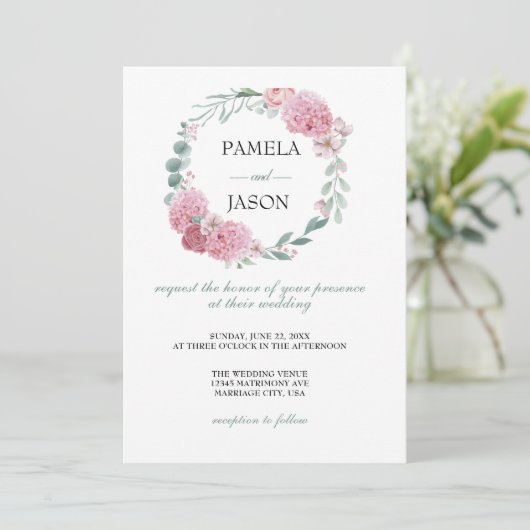 Zomertuin Waterverf Bloemenbruiloft Kaart (Staand voorkant)