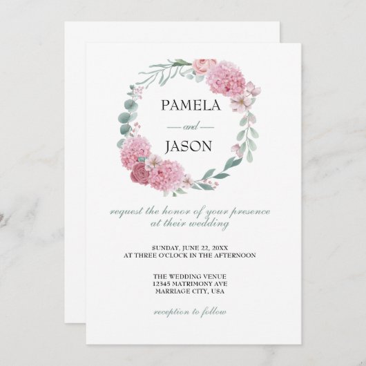 Zomertuin Waterverf Bloemenbruiloft Kaart (Voorkant / Achterkant)