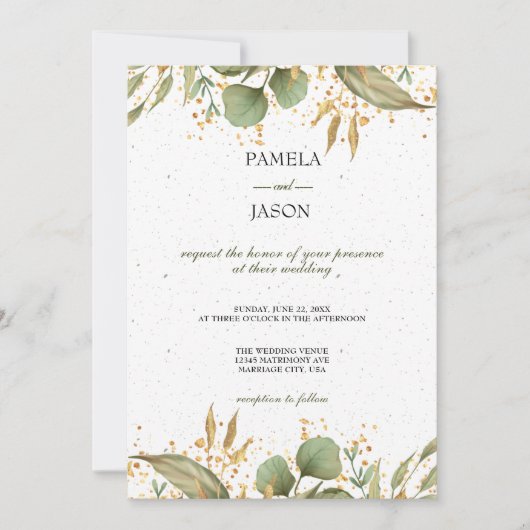 Zomertuin Waterverf Bloemenbruiloft Kaart (Voorkant)