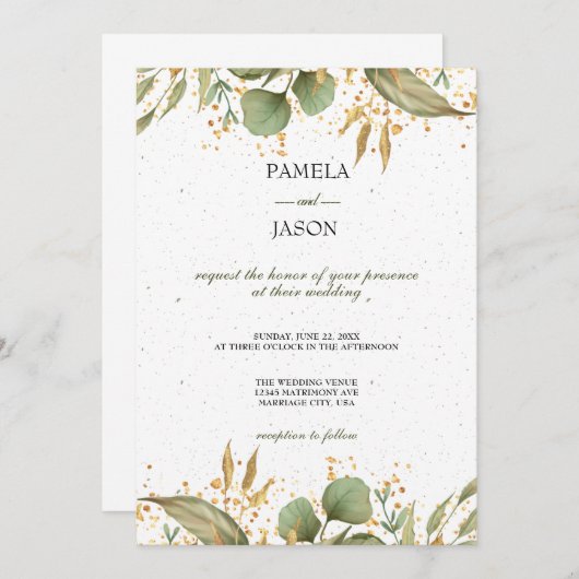 Zomertuin Waterverf Bloemenbruiloft Kaart (Voorkant / Achterkant)