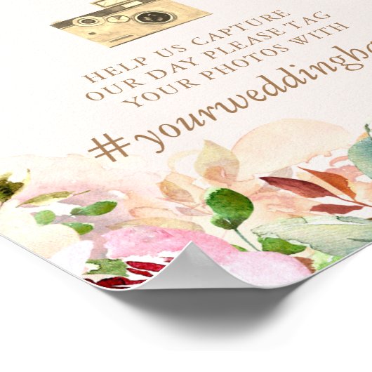zomertuin waterverf florale hashtag poster (Hoek)