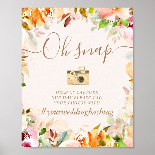 zomertuin waterverf florale hashtag poster (Voorkant)