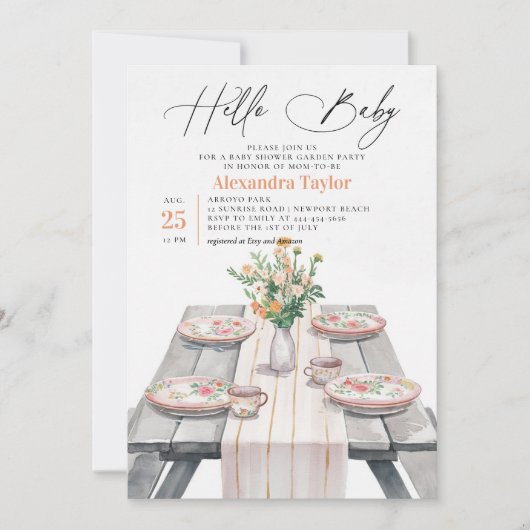 Zomertuin Wildbloemen Chique Neutraal Baby shower Kaart (Voorkant)