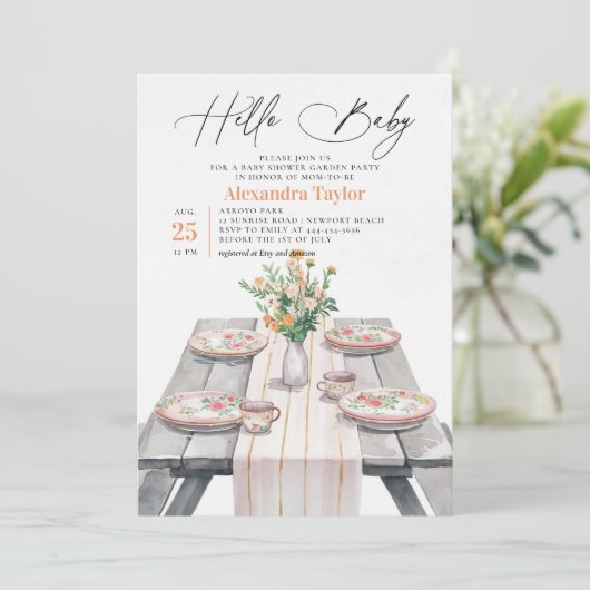 Zomertuin Wildbloemen Chique Neutraal Baby shower Kaart (Staand voorkant)