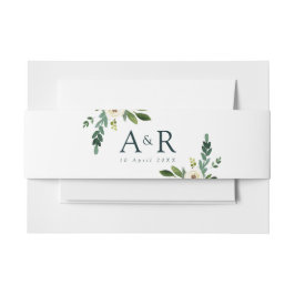 Zomertuin Witte bloemenbuik band Uitnodigingen Wikkel