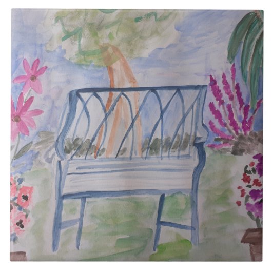 Zomertuinbank keramische Tegel Tegeltje (Voorkant)