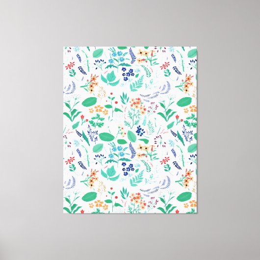 Zomertuinbloemen verlaten botanische bloei canvas afdruk (Voorkant)