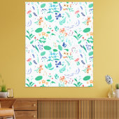 Zomertuinbloemen verlaten botanische bloei canvas afdruk (Insitu (Woonkamer))