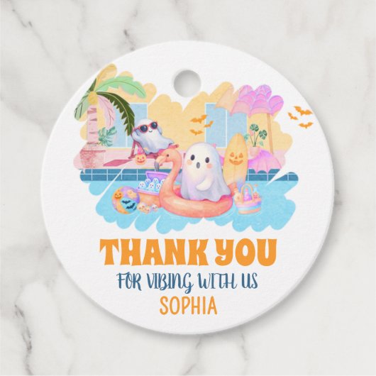 ZomerTussen Halloween Pool Verjaardag Ronde Favori Bedankjes Labels (Voorkant)