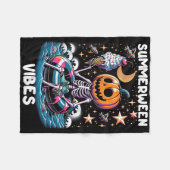 ZomerTussen Zomer Halloween Funny Skeleton Ice Cre Fleece Deken (Voorkant (Horizontaal))