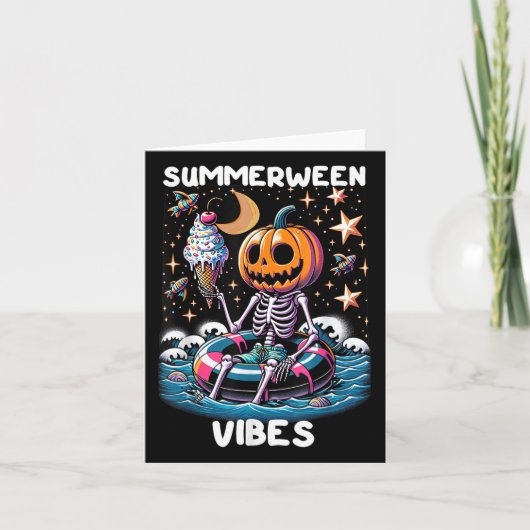 ZomerTussen Zomer Halloween Funny Skeleton Ice Cre Kaart (Voorkant)