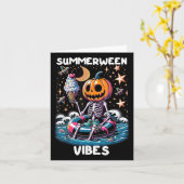 ZomerTussen Zomer Halloween Funny Skeleton Ice Cre Kaart (Gele Bloem)