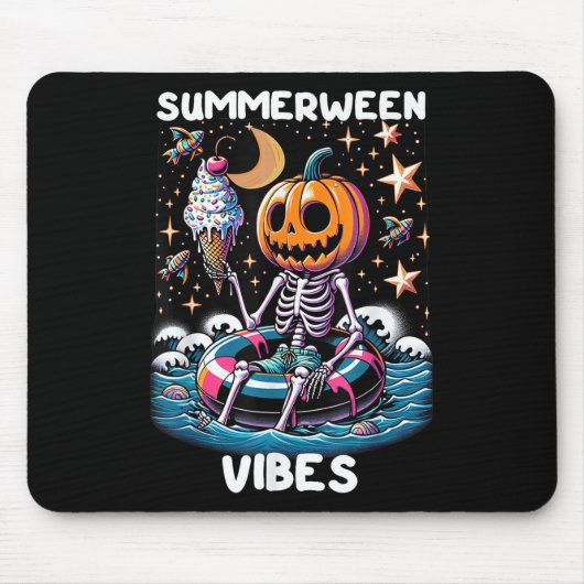 ZomerTussen Zomer Halloween Funny Skeleton Ice Cre Muismat (Voorkant)