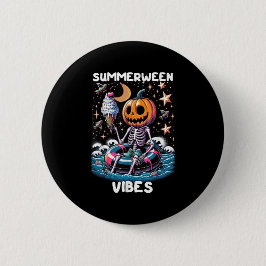 ZomerTussen Zomer Halloween Funny Skeleton Ice Cre Ronde Button 5,7 Cm (Voorkant)