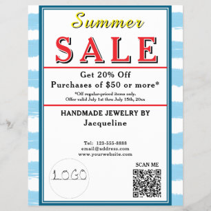 Zomeruitverkoop Blauw Wit Waterverf Rode Hart Flyer