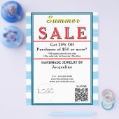 Zomeruitverkoop Blauw Wit Waterverf Rode Hart Flyer (Enkel)