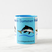 Zomervakantie aan zee - Dolfijn - Blauw Tweekleurige Koffiemok (Center)
