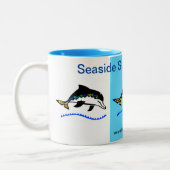 Zomervakantie aan zee - Dolfijn - Blauw Tweekleurige Koffiemok (Links)