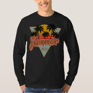 Zomervakantie bij Beach Palm Trees Retro T-shirt