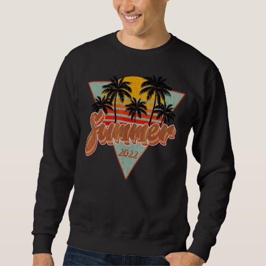 Zomervakantie bij Beach Palm Trees Retro Trui (Voorkant)