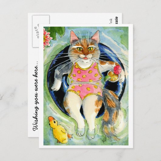 Zomervakantie briefkaart, wenste dat je hier was briefkaart (Voorkant / Achterkant)