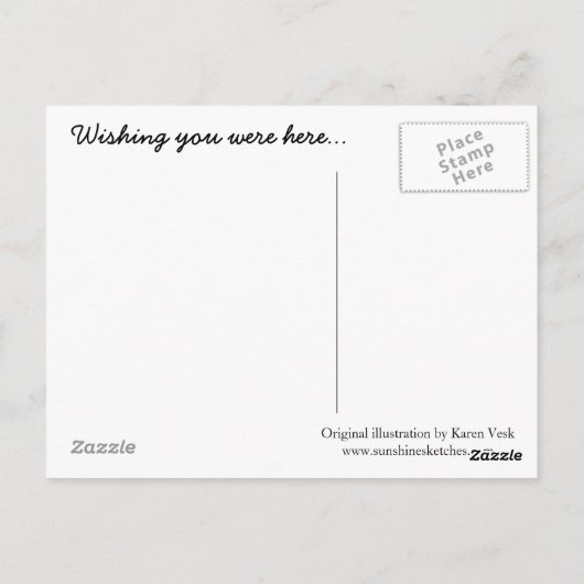 Zomervakantie briefkaart, wenste dat je hier was briefkaart (Achterkant)