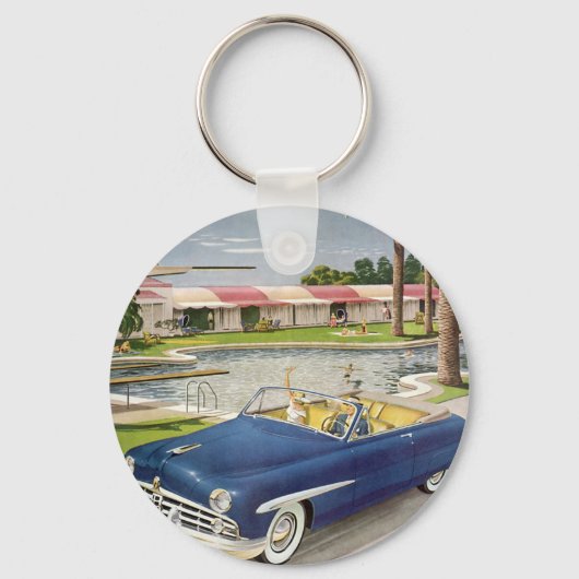  zomervakantie, converteerbare auto en muis sleutelhanger (Voorkant)